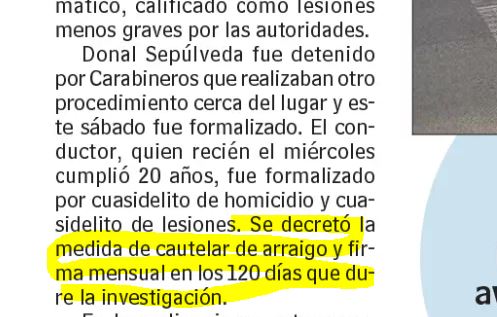 Matas a una persona y dejas grave a otra por pasarte una roja a 80km/hr , mas encimas arrancas , te pillan pero no te meten preso hasta que termine la investigación??? que mierda es esta justicia chilena <a href="/MinjuDDHH/">Ministerio de Justicia y Derechos Humanos</a> ?