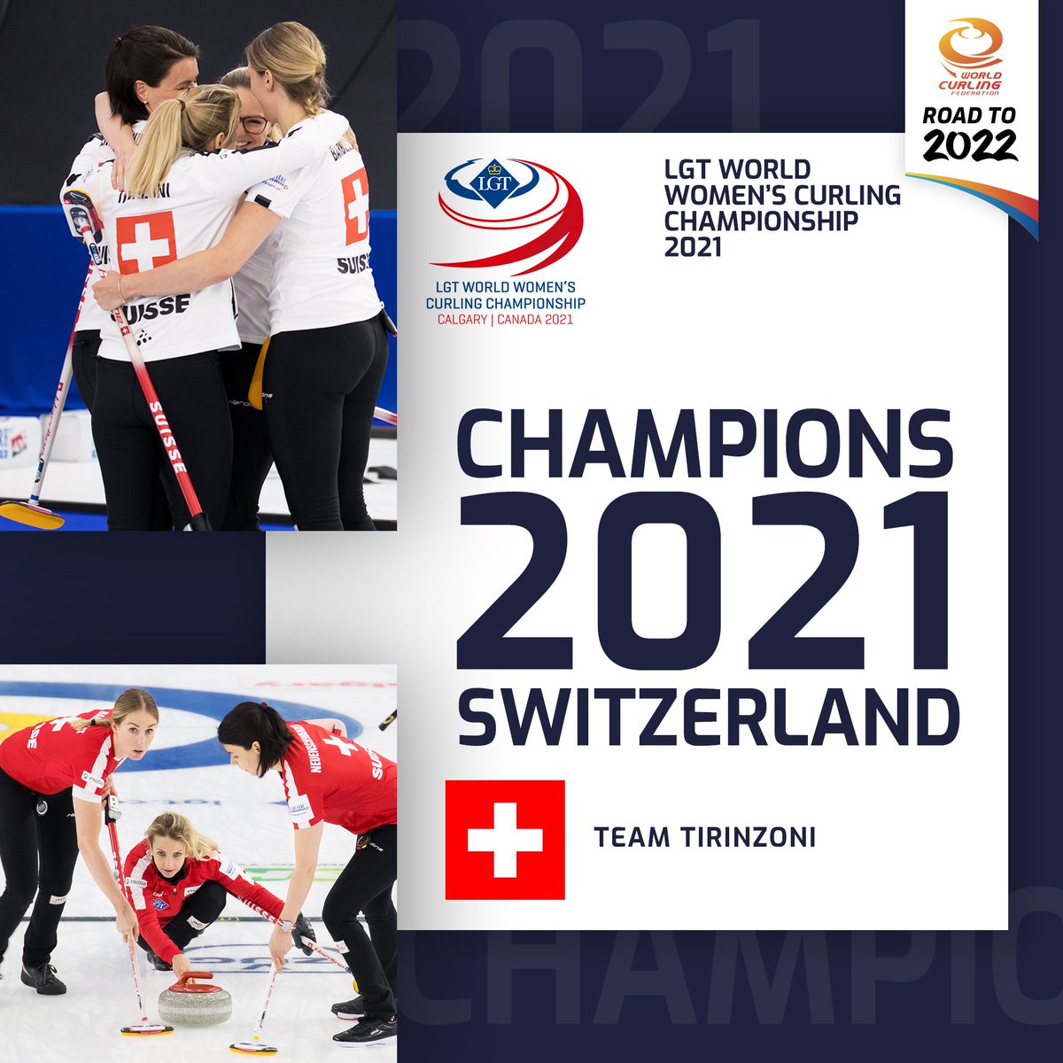 HardlineCurling's tweet photo. REPEAT WORLD CHAMPS! Congratulations @TeamTirinzoni on winning the #WWCC2021! A truly dominant performance over a strong field in Calgary! Enjoy the celebration! Well deserved! 🏆🥇 #HardlineNation #icePad #JoinTheRevolution #MyHardline https://t.co/e9vupVDW3S
