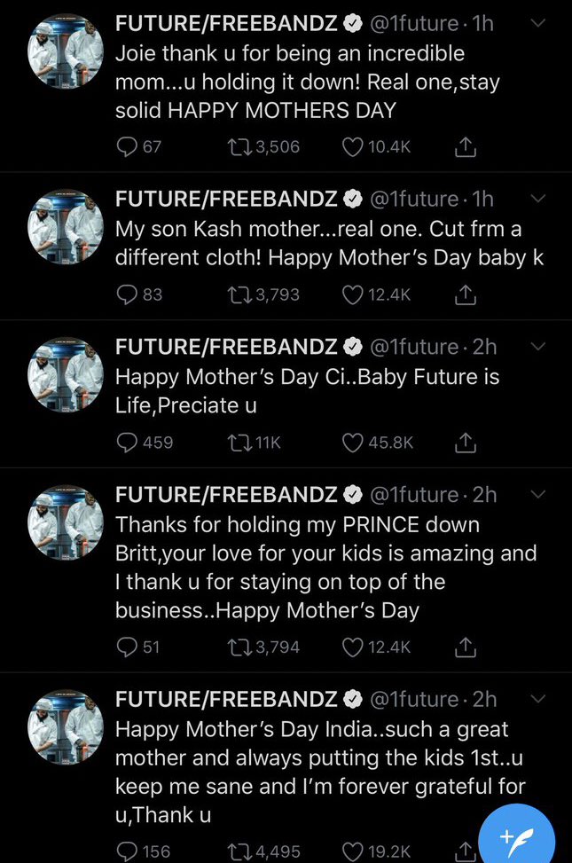 DebatingHipHop_'s tweet photo. Throwback to last Mother’s day when Future thanked all his baby mommas on the timeline😭😭 https://t.co/1wL7PW3LOP
