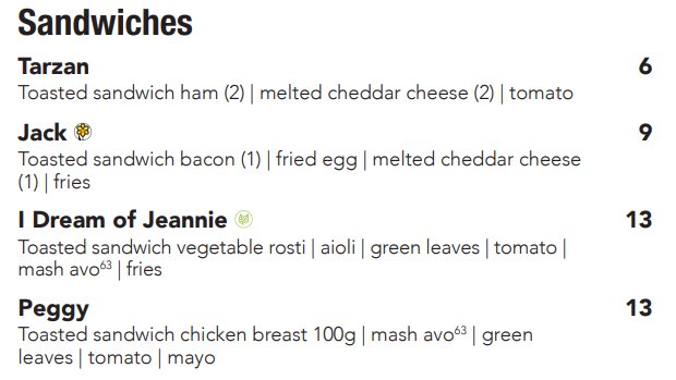 Oh, and in case you though they were limiting 1960s sitcoms to the kids menu, I dream of Jeannie makes an inexplicable cameo on the sandwich menu.