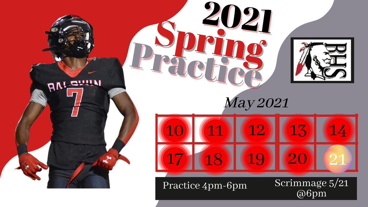We are less than 24 hours from Spring practice❗❗ Practice time is from 4:30 until 6:30❗  #BaldwinBuilt 🔴⚫🏈