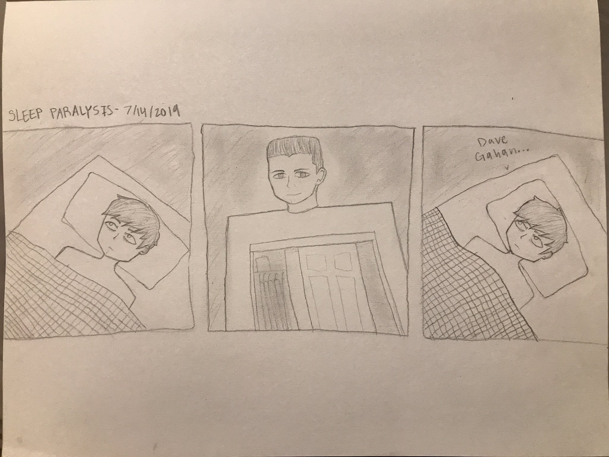 Happy birthday dave gahan here s a comic i drew after i had sleep paralysis 