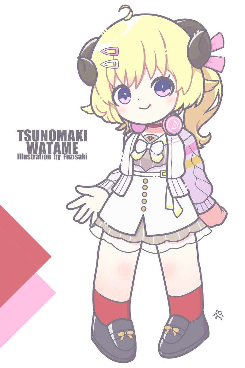 tsunomaki watame 1girl blonde hair solo horns purple eyes animal ears sheep horns  illustration images