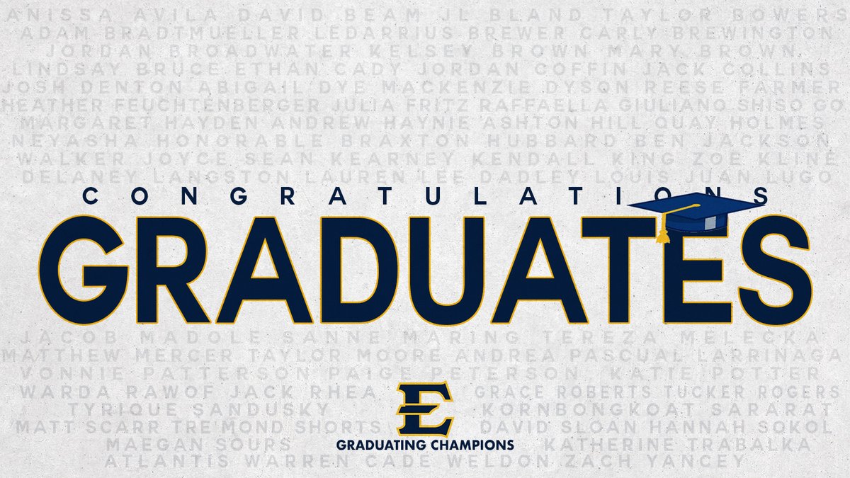Congrats to all of our Bucs graduating this weekend! 

#ETSUTough | #GraduatingChampions