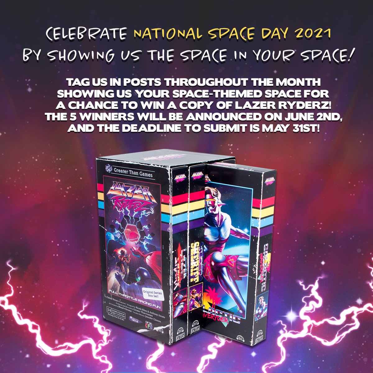 Happy #nationalspaceday! Celebrate with us by showing off the space-themed stuff in your space! Tag us in post throughout the month of May, and be entered to win a FREE copy of #LazerRyderz!