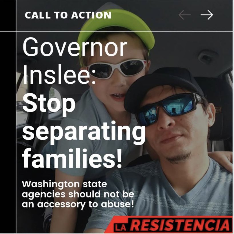 ResistenciaNW's tweet photo. WA State is complicit w/ @ICEgov in separating families @GovInslee  #reunitefamiliesnow give this child back to his father now! https://t.co/M3vMXrehiG