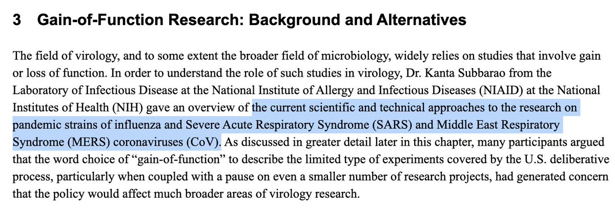 Here's the NIH describing gain-of-function research, specifically in relation to the NIH's work on SARS and MERS coronaviruses.