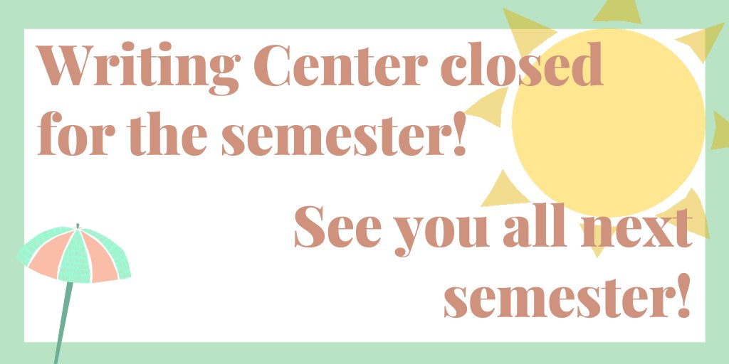 Email julie_moore2@taylor.edu if you need an additional Writing Center appointment during finals week! Good luck on finals!