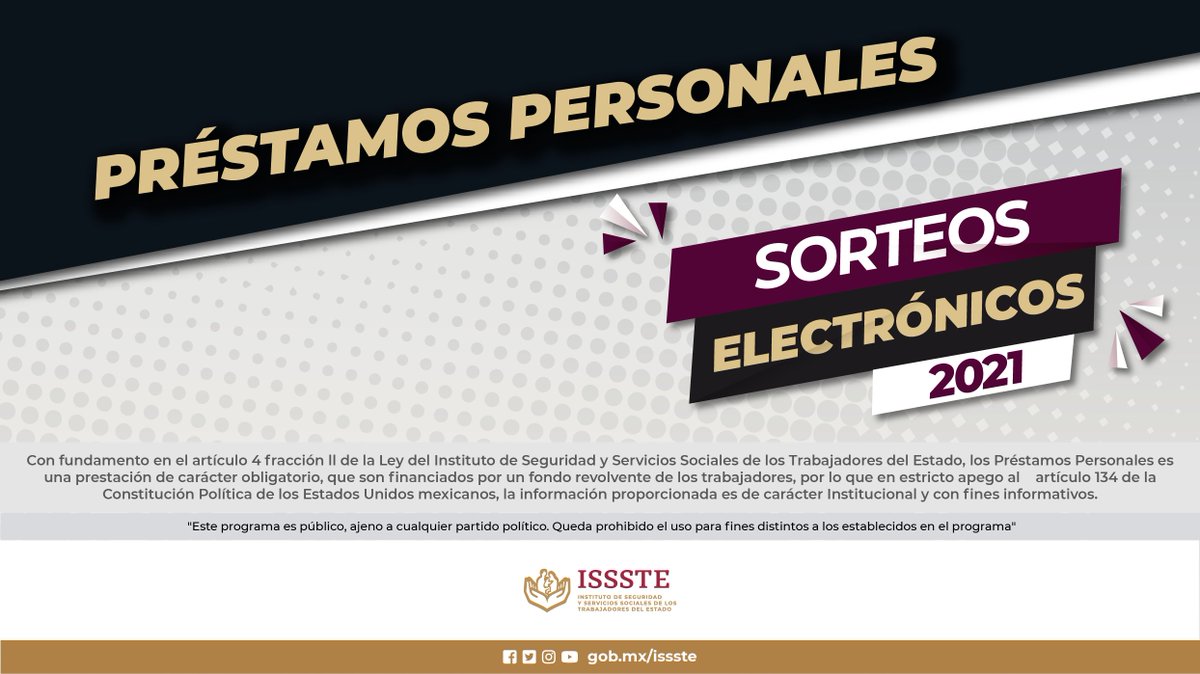ISSSTE_mx's tweet image. Conoce el calendario de los 17 sorteos electrónicos para participar y obtener uno de los #PréstamosPersonales 2021, consúltalo entrando a este enlace: 👇
🔗 bit.ly/3tT9pMa
¡Pasa la voz! 🍀