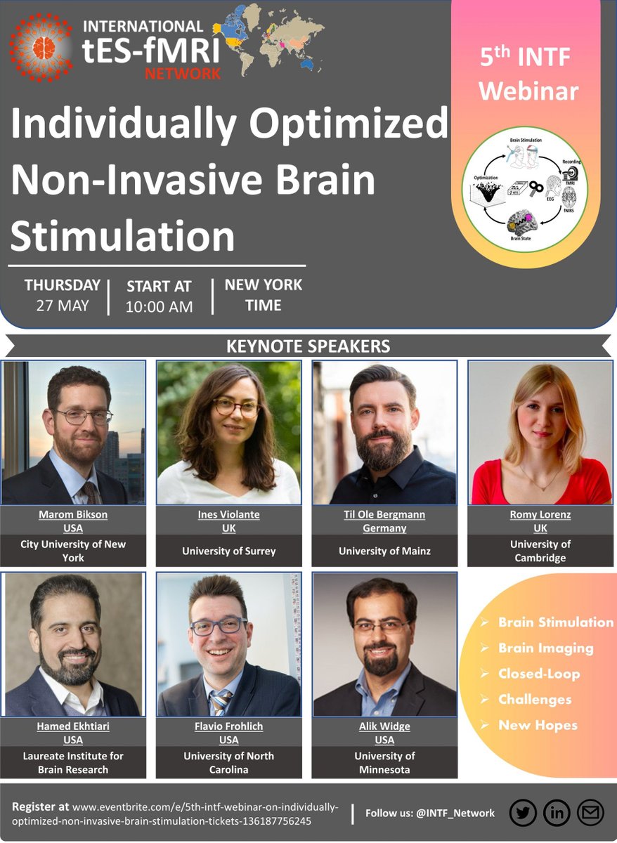 🗣️5th INTF Webinar: "Individually Optimized Non-Invasive Brain Stimulation", hosted by <a href="/MaromBikson/">Marom Bikson</a> <a href="/inesviolante/">Ines Violante</a> <a href="/EkhtiariHamed/">Hamed Ekhtiari</a> 
🗓️May 27, 2021 @ 10:00 AM - 12:00 PM ET (New York time)
💰Free registration: eventbrite.com/e/5th-intf-web…