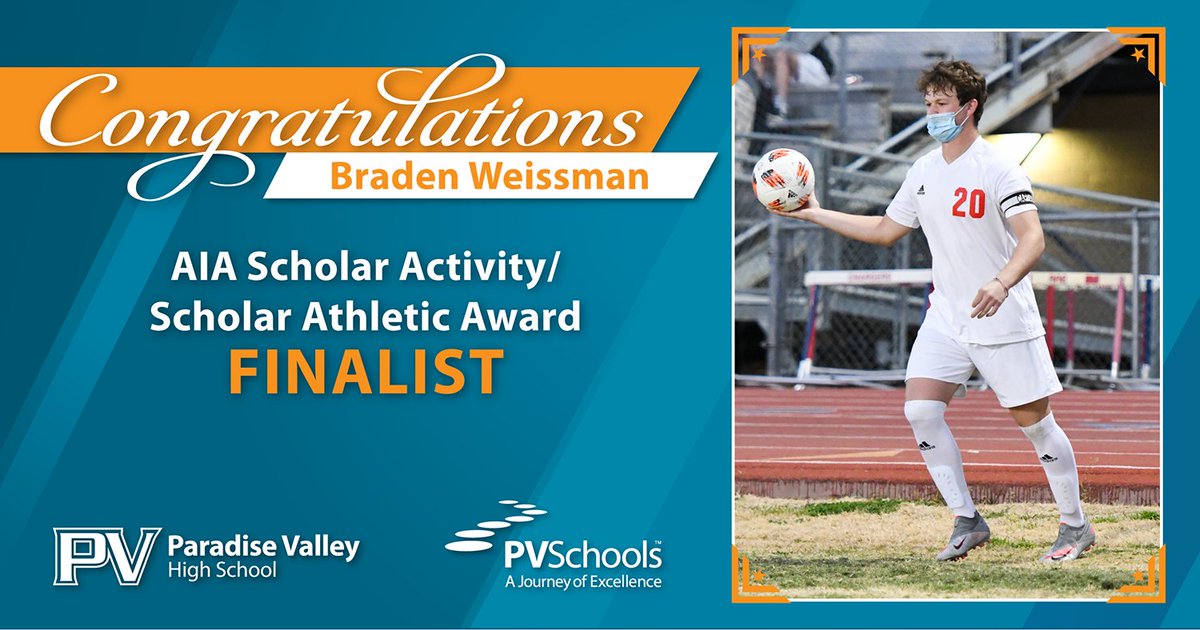 PVSchools (@pvschools) on Twitter photo Congratulations to Braden Weissman, a student-athlete at Paradise Valley High School and finalist for the Arizona Interscholastic Association (AIA) Scholar Activity/Scholar Athletic Award! Read more: pvschools.net/newscenter/par… #PVExcellence <a href="/PVUSDATHLETICS/">PVUSD Athletics</a> Congratulations to Braden Weissman, a student-athlete at Paradise Valley High School and finalist for the Arizona Interscholastic Association (AIA) Scholar Activity/Scholar Athletic Award! Read more: pvschools.net/newscenter/par… #PVExcellence <a href="/PVUSDATHLETICS/">PVUSD Athletics</a>