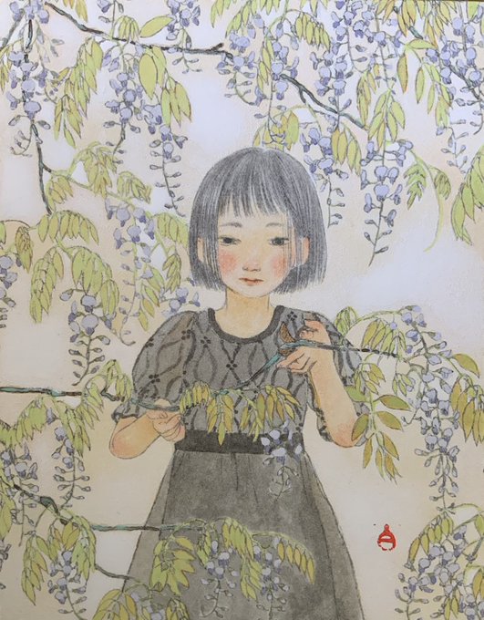 「ふじ狩り」
野山に咲くフジの花が特別に好きです。
水あげが悪く、切花としては長く楽しめないのですが…毎年一枝連れ帰ってはあれこれ試してしまいます。

特別なお客様を部屋に招く様な喜びと、罪悪感を描きました。

遠隔投票、通信販売はこちらから▶︎ https://t.co/f7J4oVHTmx

#ZEROTEN2021 