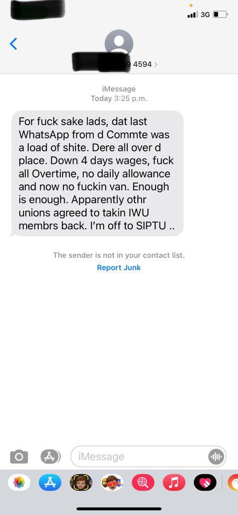 NetworkEsb's tweet photo. This is the type of crap circulating from #esb management. The text originated from the senior managers personal IPhone. @ingridmileyRTE #IWU #cringeworthy #howhaveyoubluffedyourwaysofar @Heinekenhead @RebelTVIreland @pb4p https://t.co/t2CxvjJijF
