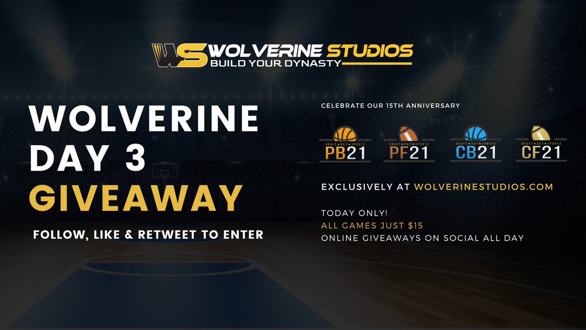 wolverinestudio's tweet photo. Want a chance to win a free game to celebrate #WolverineDay? Easy
1โฃ Follow us here
2โฃ Like this tweet
3โฃ RT this
Winner drawn at random tomorrow - ๐ฒ1โฃ5โฃ for all games today only at https://t.co/DQ4gtgdyw6 https://t.co/dXj3MO78N1