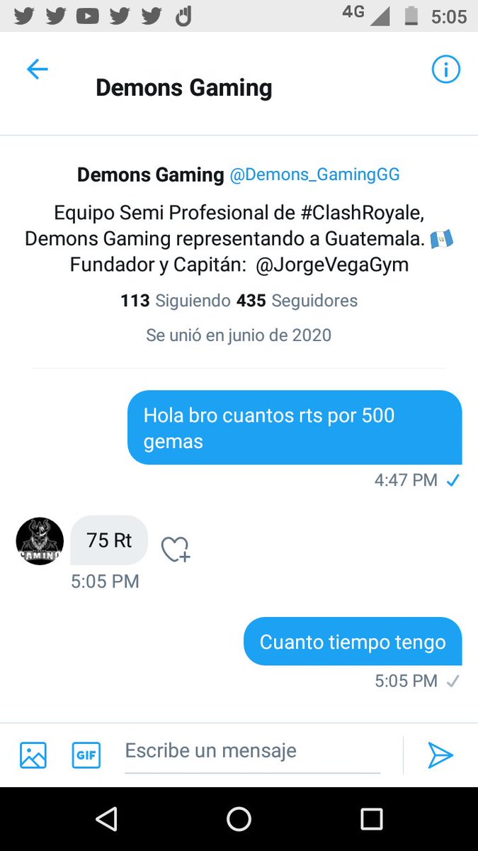 Ayudenme a 75 rts para que <a href="/Demons_GamingGG/">Demons Gaming</a> me dé 500 gemas todos los q le den rts lo sigo