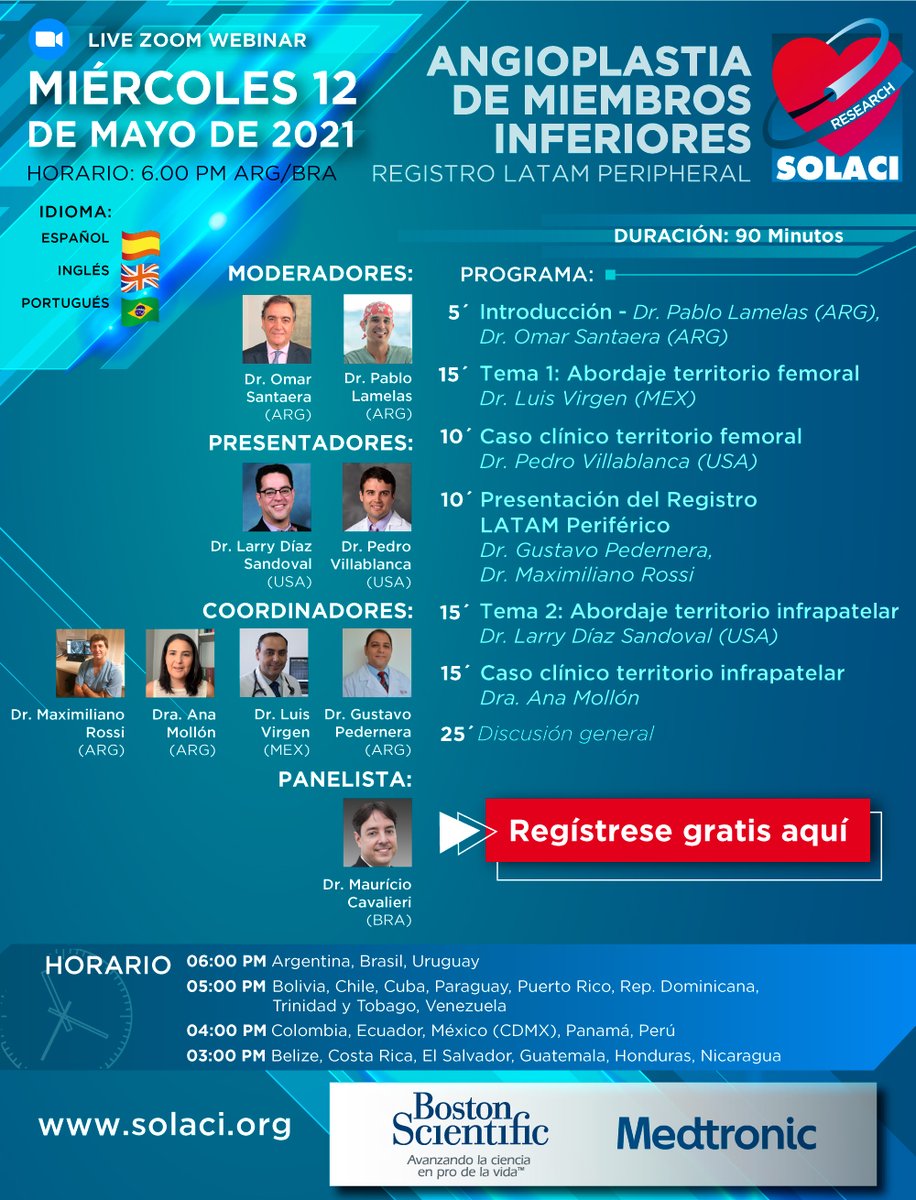 ⭐ PRESENTAMOS EL REGISTRO LATAM PERIPHERAL
✅ Inscríbase gratis en este webinar en el que además abordaremos el tema ANGIOPLASTIA EN MIEMBROS INFERIORES
📅 12/05 - 6PM (ARG/BRA) (GMT-3)
➡ Evento abierto y gratuito
Regístrese
bit.ly/3usOlNh