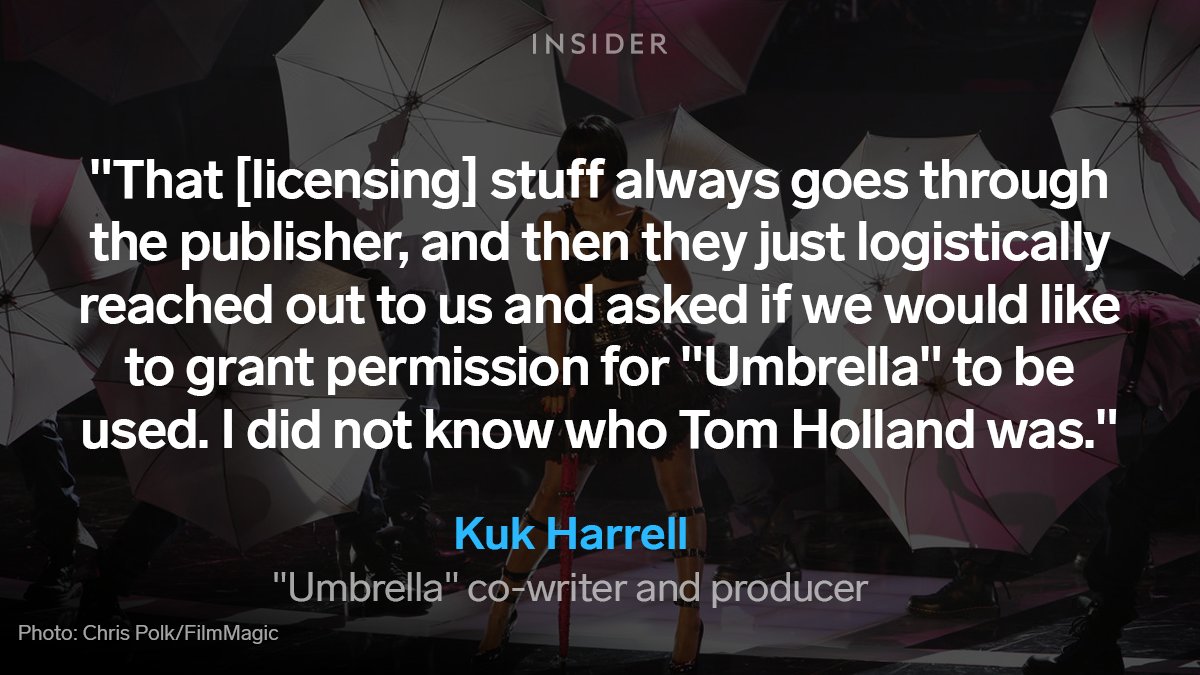 Every song performed on "Lip Sync Battle" has to be cleared by the artists and songwriters involved in the track.Kuk Harrell, "Umbrella" co-writer and producer, didn’t know who Tom Holland was at the time.  https://www.insider.com/tom-holland-zendaya-lip-sync-battle-umbrella-oral-history-2021-5