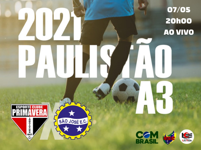 TVNSC's tweet photo. Daqui a pouco, 20h,  tem futebol AO VIVO. Primavera e São José pelo Paulistão 2021 da Série A3. Participe! https://t.co/ikeOJxknGx