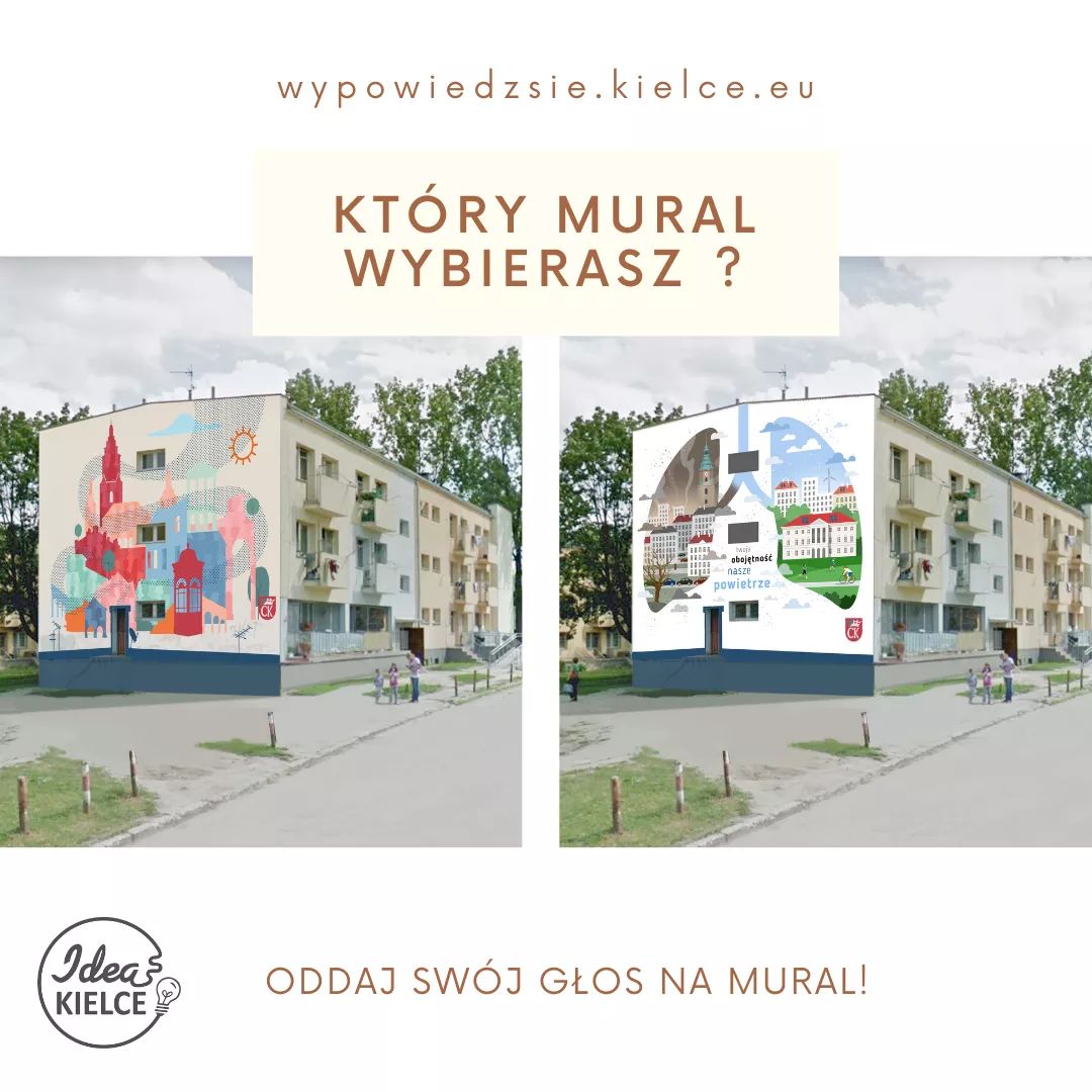 👉 W serwisie WYPOWIEDZ SIĘ! na stronie idea.kielce.eu do 2️⃣7️⃣ maja możecie głosować na projekt muralu, który powstanie przy ul. Grunwaldzkiej 43 w ramach konkursu „Twoja obojętność, NASZE powietrze”. Który wybierasz???
wypowiedzsie.kielce.eu/wypowiedzsie-m…
#kielce #ideakielce