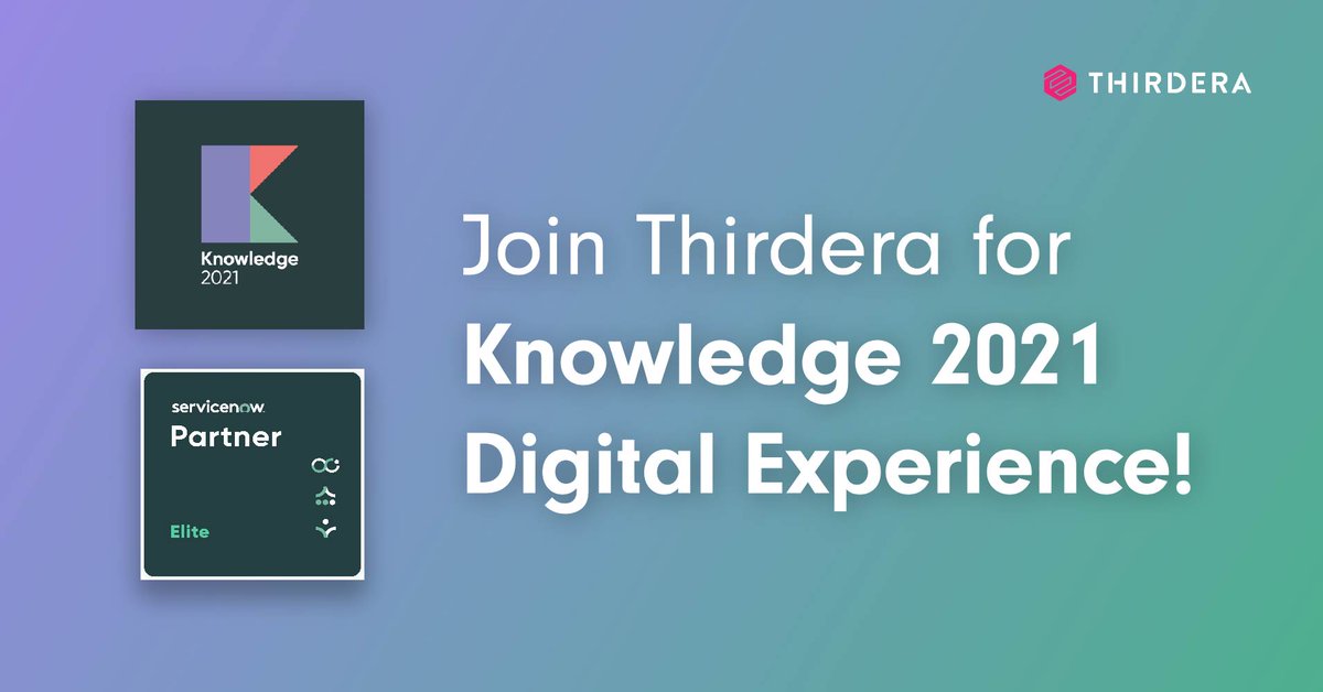 thirdera_'s tweet photo. Knowledge 2021 is only a few days away!

Don't miss the insights for Thirdera's @servicenow  experts! Add our sessions to your Agenda (My List) and watch them on-demand next week!

https://t.co/dkwQZV4nyN

#Thirdera #teamera #know2021 #3Eknow2021 #servicenowpartner #servicenow https://t.co/5g3zUIRqJO