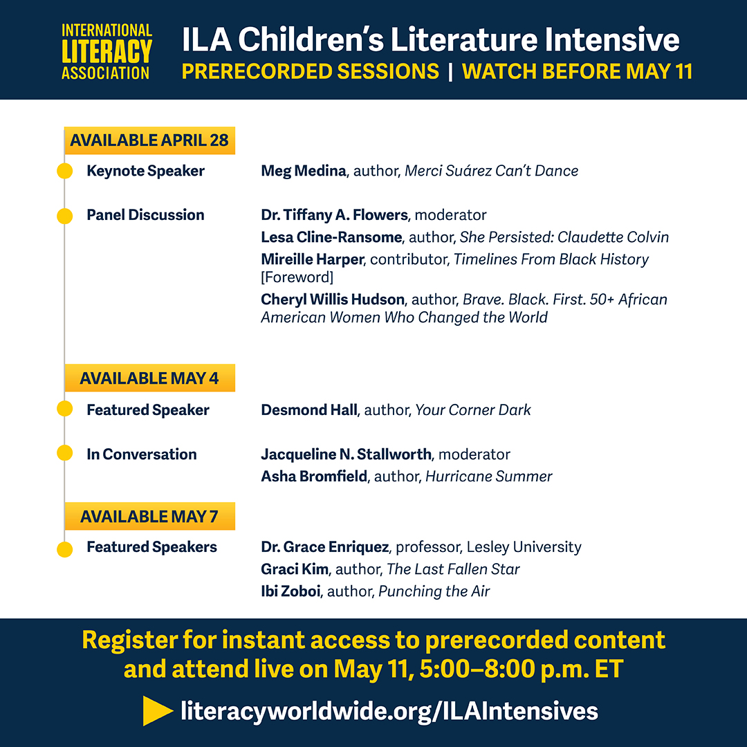 Do you usually wait until the last minute before signing up for webinars? You’ll want to register early for our Children’s Literature #ILAIntensive; we’ve already released seven prerecorded sessions.

Start learning right away! https://t.co/DVEyzaKYF9 https://t.co/K44p1cw8Sq