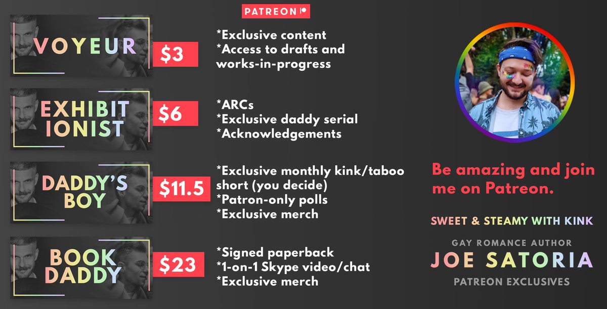 I’m now creating content in #Patreon! 💕

I am writing gay romance novels, and if you join, you get to see them before everyone else, including some exclusive serials.

patreon.com/joesatoria

#mmromance #gayromance