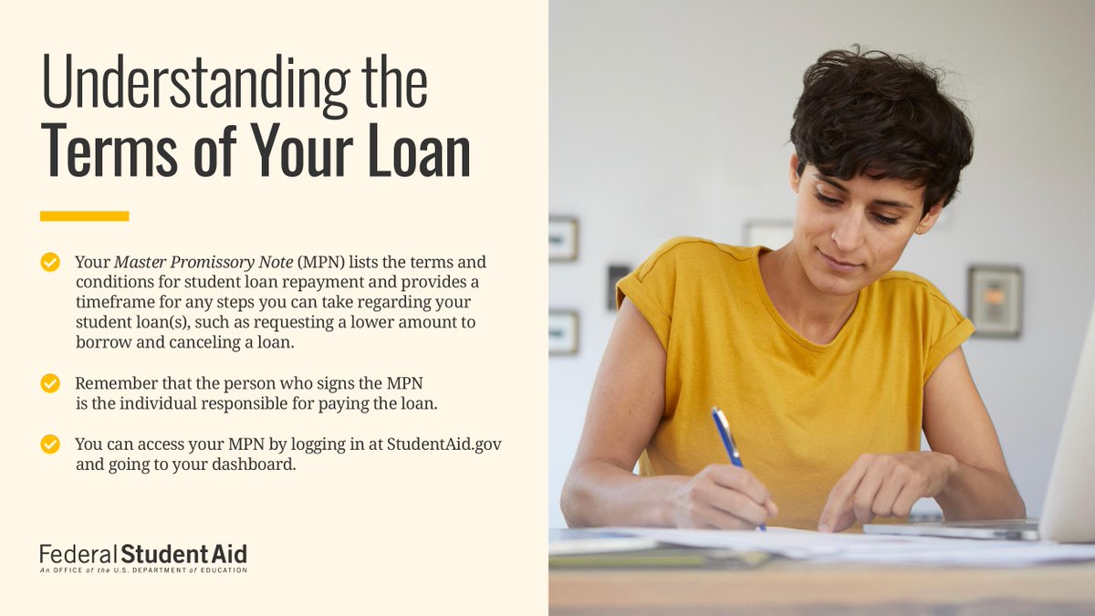 FAFSA's tweet photo. 👋 Hey, students! If you’re considering accepting federal student loans to help pay for school, make sure you know the terms of your loan and keep copies of your loan documents.  https://t.co/h50V7Cu9UT https://t.co/IHClQHmpLm