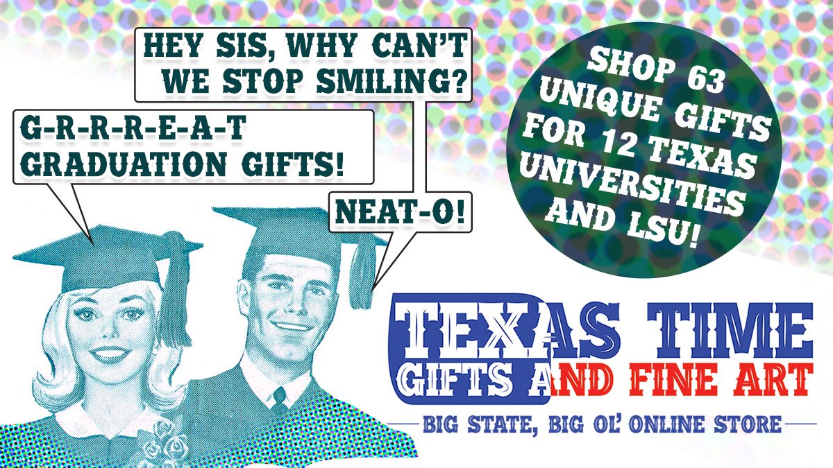 Texas_Time_GFA's tweet photo. Congratulations #Classof2021 from #TexasTimeGiftsandFineArt! Looking for Texas university #graduationgiftidea? Shop 63 choices for 12 Texas schools + #LSU: https://t.co/0AmcvCAGXC Good luck to all!

#texasgiftshop #texasgiftstore #austingiftshop #austingiftstore #onlinegiftshop https://t.co/CAe3kg6xV6