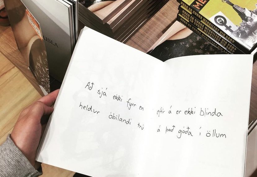 Þessi setning eftir mig var í ‘Ég er drusla’ bókinni. List sem þerapía og allt það.