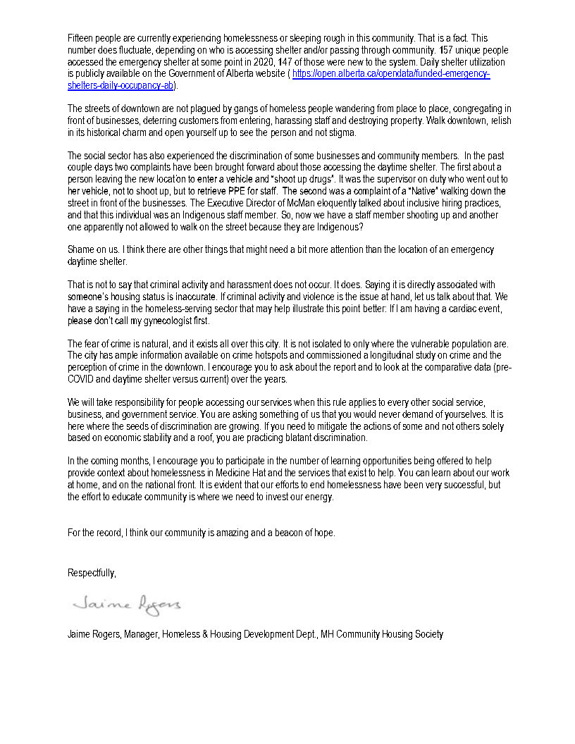 endhomelessness's tweet photo. An open letter to community and those who work in the homeless serving sector #medhat #EndHomelessness @AlbertaCSS #AbLeg https://t.co/0YVeuMuAaI
