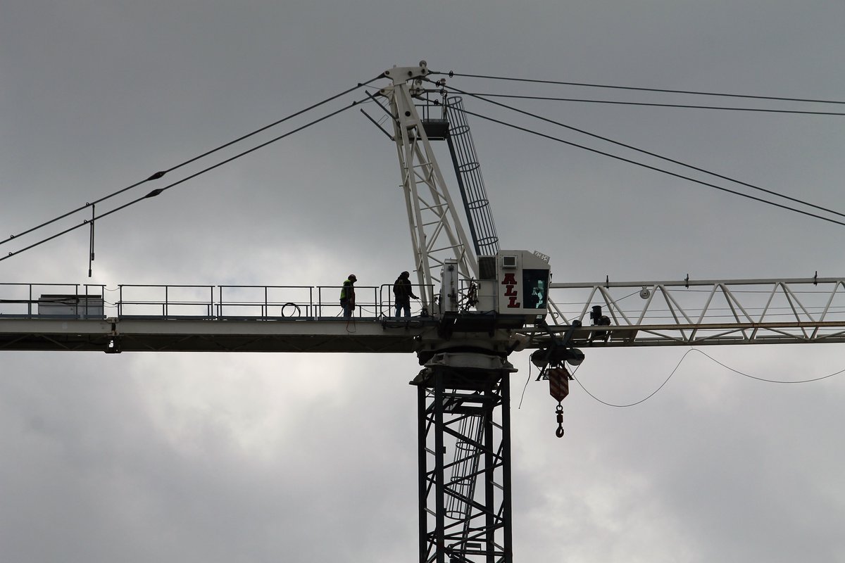BuildingChi's tweet photo. Someone had to stay down here and take the photos. I graciously volunteered. 

The @globalbuilders2 tower crane is ready to rock at 2050 W Ogden. https://t.co/D7gymQezUA