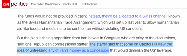 5/ Fast fwd to today, and Iran hawks cited by CNN opposed principle of facilitating even a transaction that would entail:* Unfreezing funds that are *Iranian** Using a channel developed *by the Trump admin** To allow *humanitarian transfers** In the *middle of a pandemic*