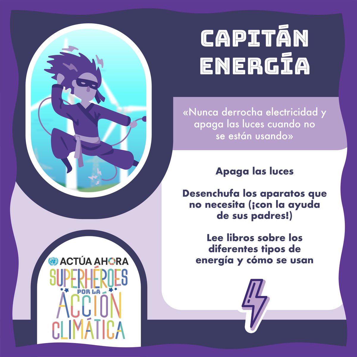ONU_es's tweet photo. Los hogares consumen un 29% de la energía global y contribuyen al 21% de las emisiones de carbono.

Conviértete en un superhéroe por la #AcciónClimática, no desperdicies electricidad y recuerda apagar las luces que no necesitas. https://t.co/CDhlGncQSA https://t.co/wdiwZLur0z