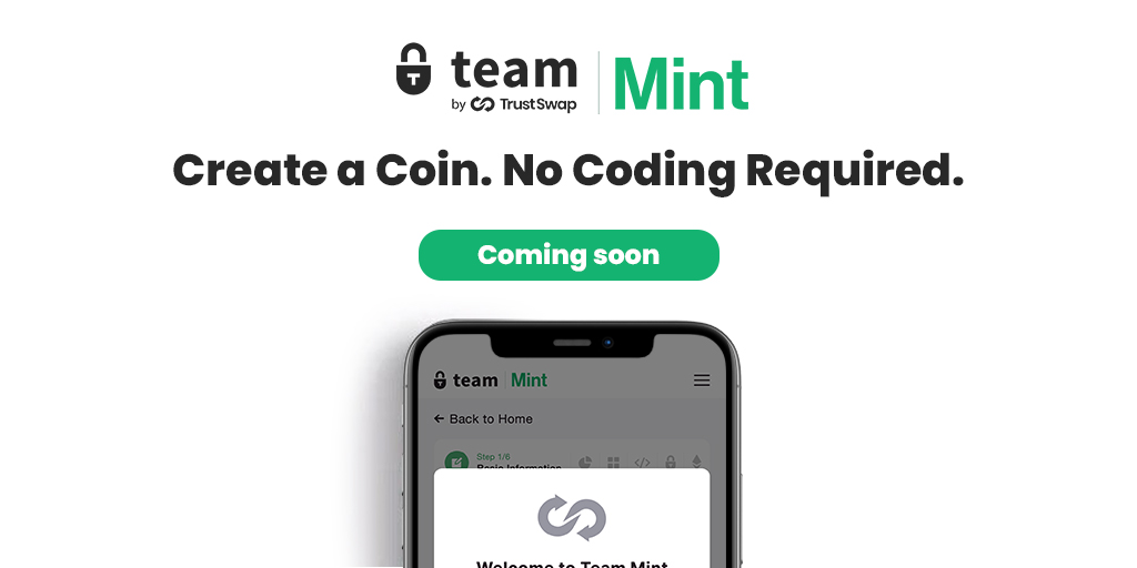 TrustSwap's tweet photo. Next week, anyone in the world will be able to create their own cryptocurrency within minutes. 

No development experience required.
Live on both Ethereum and Binance Smart Chain.

What will you create? https://t.co/5M3j1NTkbL