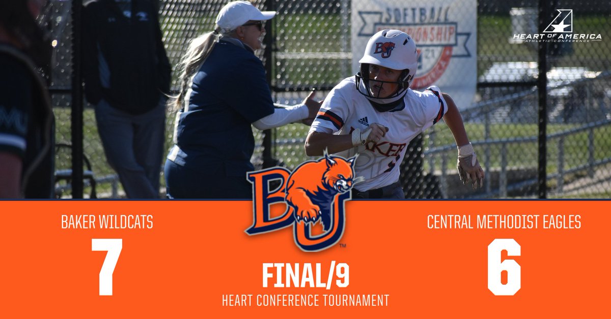 SB: 'CATS WIN!!!! Baker scores one in the top of the 9th to defeat No. 2 Central Methodist, 7-6! The Wildcats will now take on Mount Mercy, at 10 a.m., tomorrow morning in the tournament semifinals!