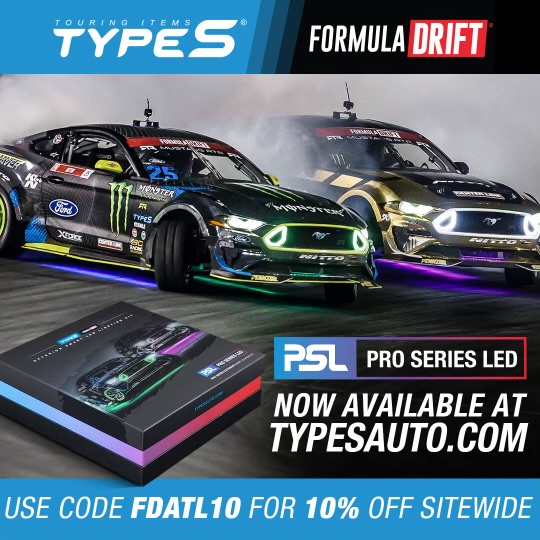 Pro Series LED now available at <a href="/TypeSAuto/">TYPE S</a>! Enhance your vehicle with Formula DRIFT-approved LED lighting technology. ⚡️

To celebrate, use code FDATL10 for 10% off site-wide at typesauto.com!

#FormulaD #FormulaDRIFT #FDATL