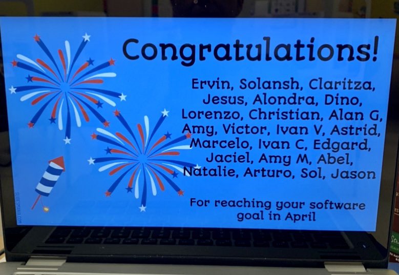 kkayala31410's tweet image. Congratulations to all these smarties for reaching their software goal in April!! @SurrattCubs #superproudteacher #system44 #read180 #goalachieved