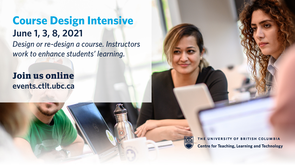 This year's Course Design Intensive (CDI) program is now open for registration! In this intensive program, participants work, individually and collaboratively, to design or re-design a course they are (or will be) teaching. 
June 1, 3, 8 | Register ow.ly/Dv5Q50EGMFh