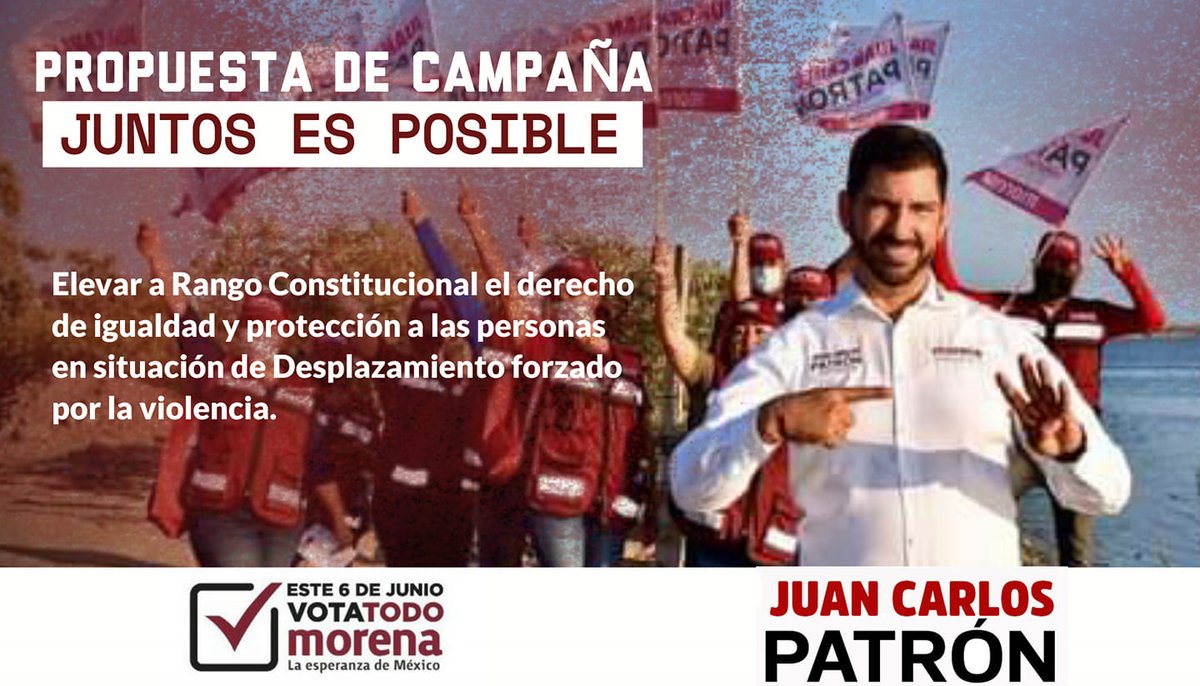 JCarlosPatron23's tweet photo. Con tu apoyo lograremos llevar acabo cada una de las propuestas establecidas  y ver por los más afectados.
#JuntosEsPosible
#YoVonJuanCarlosPatron https://t.co/rrQucp7hVf