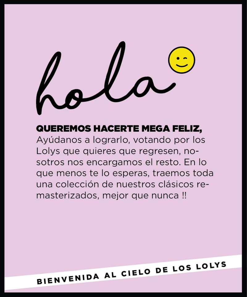 ¡Hola LolyGirls!

Entra aquí para votar por tus Lolys favoritos para que regresen más pronto de lo que esperas ⚡️

👉🏻lolyinthesky.wufoo.com/forms/z1s1l9li…