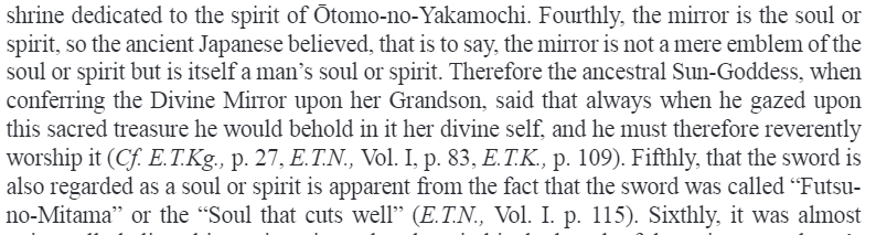 psyche as well as the reoccurring trinity of mind, body, and soul in JJK, It might be possible to apply each piece of the regalia to one of those parts. Funnily enough, the article likens both the mirror and the sword to the soul, and since the sword is known as the "soul that >>