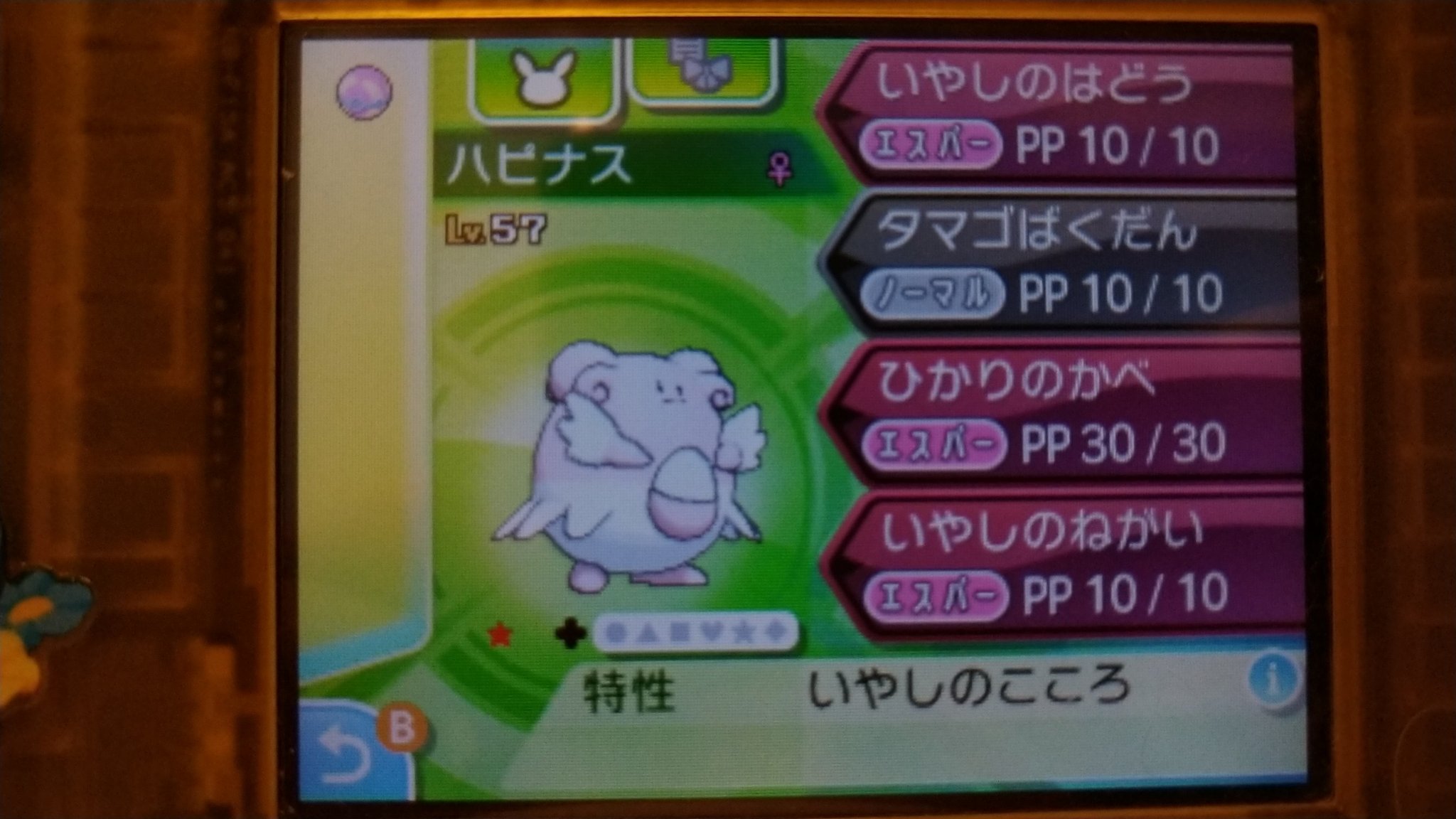 たかしくん ヒールボール色違いハピナス ゲットだぜ レベルあげ中にきました サンムーンでレベル100にするのちょっとめんどい 剣盾作業と同時にやってるとたまに倒してしまう それでもサンムーンの王冠を消費したい 色違い ポケモンusum