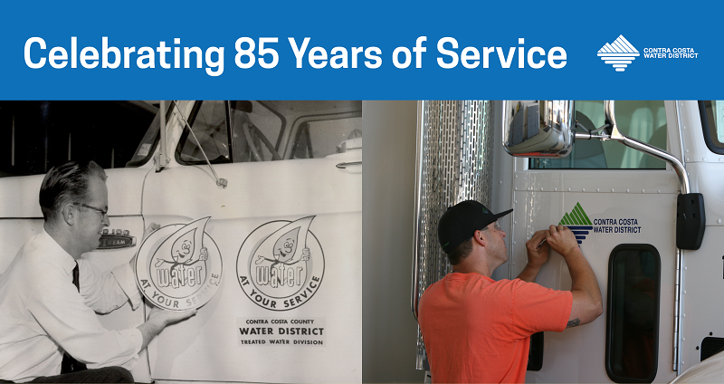 CCWD's tweet photo. From our rural beginnings in 1936 to serving diverse communities in central and eastern Contra Costa County today, we’re celebrating 85 of service. We are proud to continue keeping your water flowing 24/7! #waterreliability #waterservice #essentialservice https://t.co/kCNhroo563