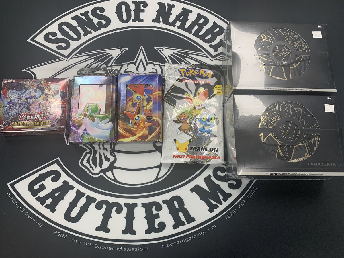 New arrivals! Elite Trainer Box Plus Zacian and Zamazenta, the First Partner Pack for May, new Gardevoir V and Victini V V Battle Decks, and even some Ancient Guardians for Yu-Gi-Oh!
