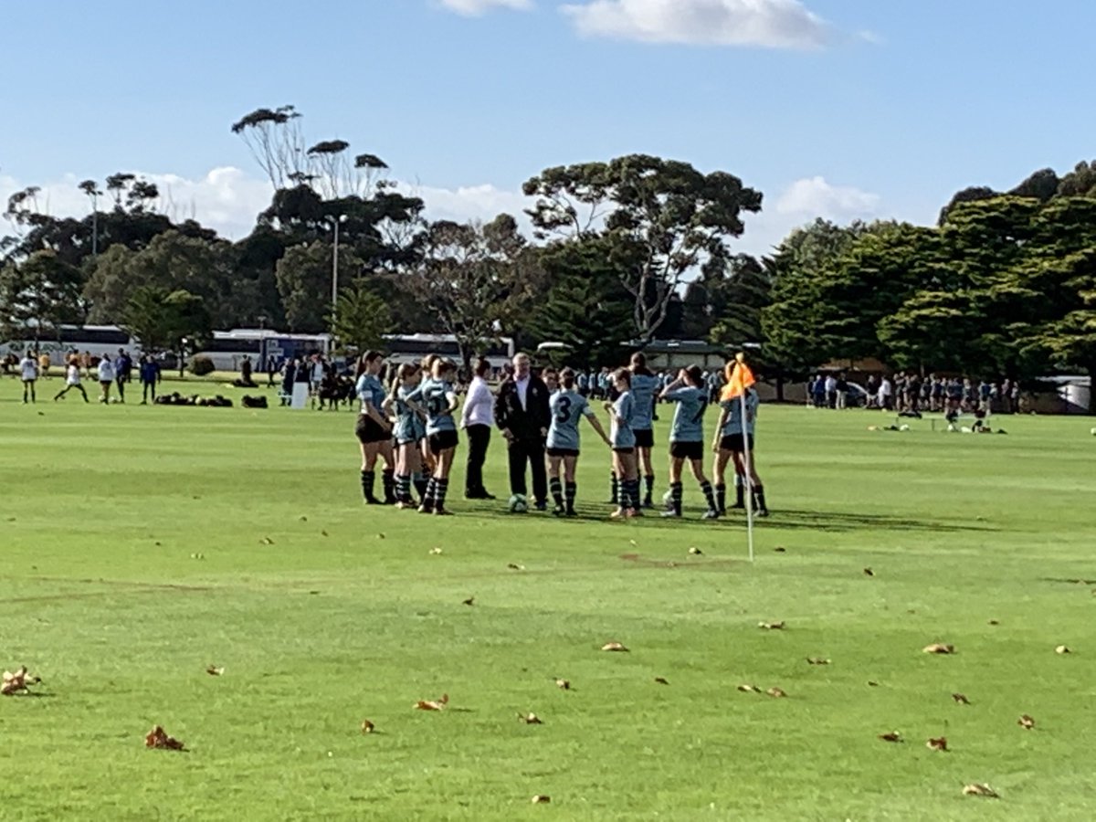 GGSSoccer's tweet photo. Pep talk from Coach Tony before Girls First match. The Girls are playing under the clock tower today so come and have a look. https://t.co/VDtE0YKjvl