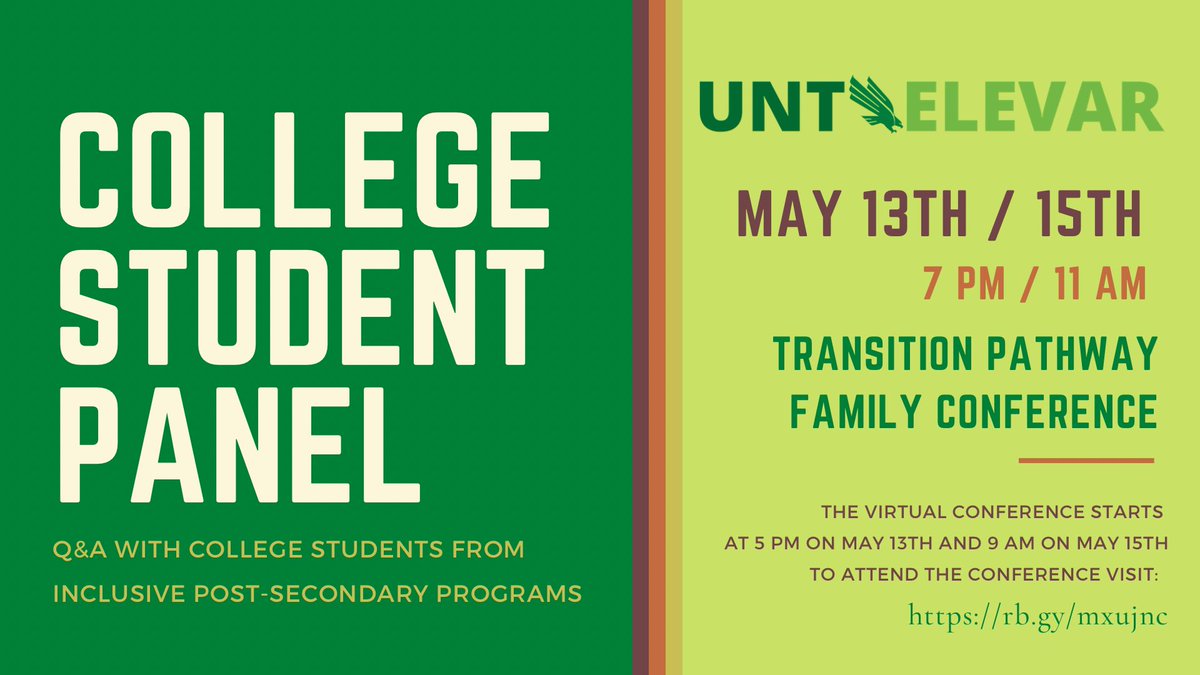 UNT ELEVAR (@untelevar) on Twitter photo Join our conference next week. We have an amazing panel of students from other #inclusiveprograms that will share their experiences. Register at rb.gy/mxujnc Sponsored by <a href="/usedgov/">U.S. Department of Education</a> <a href="/thinkcollegeICI/">Think College</a> <a href="/UNT_COE/">UNT College of Education</a> <a href="/UNTHPS/">UNT College of HPS</a> <a href="/UNT_EPSY/">UNT Educational Psychology Department</a> <a href="/UNT_RHS/">UNT - Rehab & Health Services</a> <a href="/EquityDiversity/">Edith Mukudi</a> Join our conference next week. We have an amazing panel of students from other #inclusiveprograms that will share their experiences. Register at rb.gy/mxujnc Sponsored by <a href="/usedgov/">U.S. Department of Education</a> <a href="/thinkcollegeICI/">Think College</a> <a href="/UNT_COE/">UNT College of Education</a> <a href="/UNTHPS/">UNT College of HPS</a> <a href="/UNT_EPSY/">UNT Educational Psychology Department</a> <a href="/UNT_RHS/">UNT - Rehab & Health Services</a> <a href="/EquityDiversity/">Edith Mukudi</a>