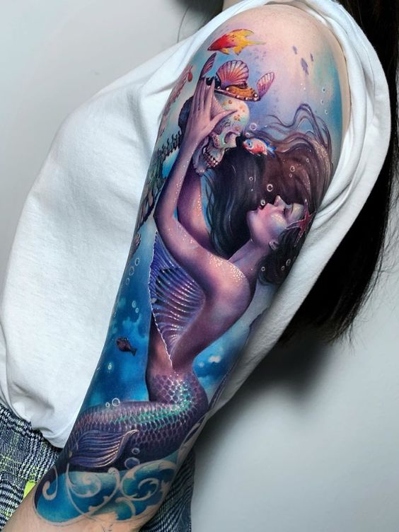 Some tattoos can be shown the mermaids with powers as the water moves with the wind or where they do bad deeds.