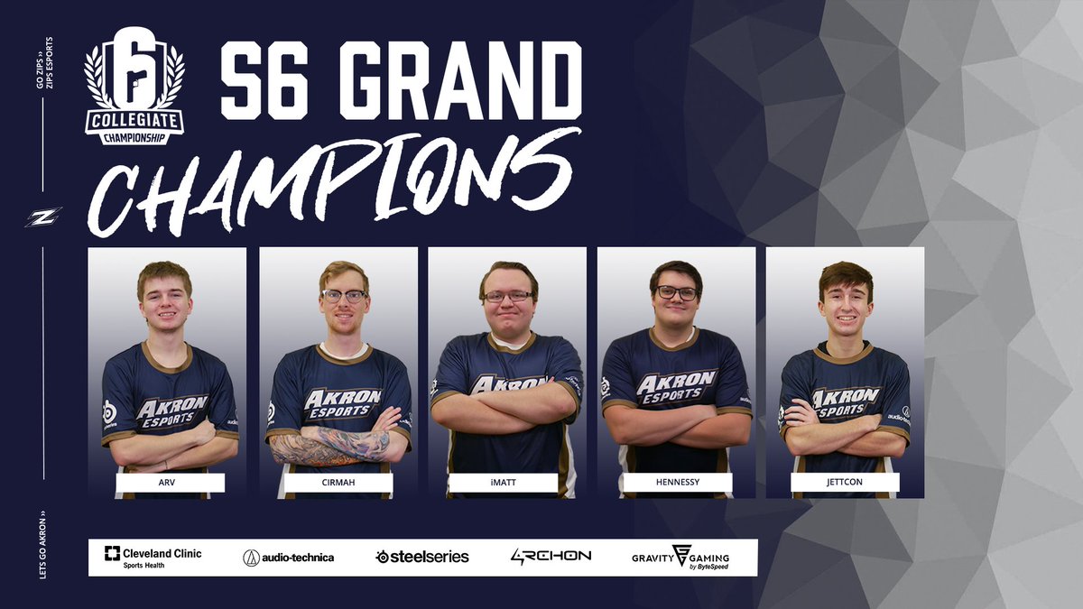 ZipsEsports's tweet photo. Two days two championships? No problem for your Akron Zips as our Rainbow 6 Siege team takes down Purdue 3-0 in the @CollegiateR6 Season 6 Premier Finals #GoZips https://t.co/rQ28gGOTh7