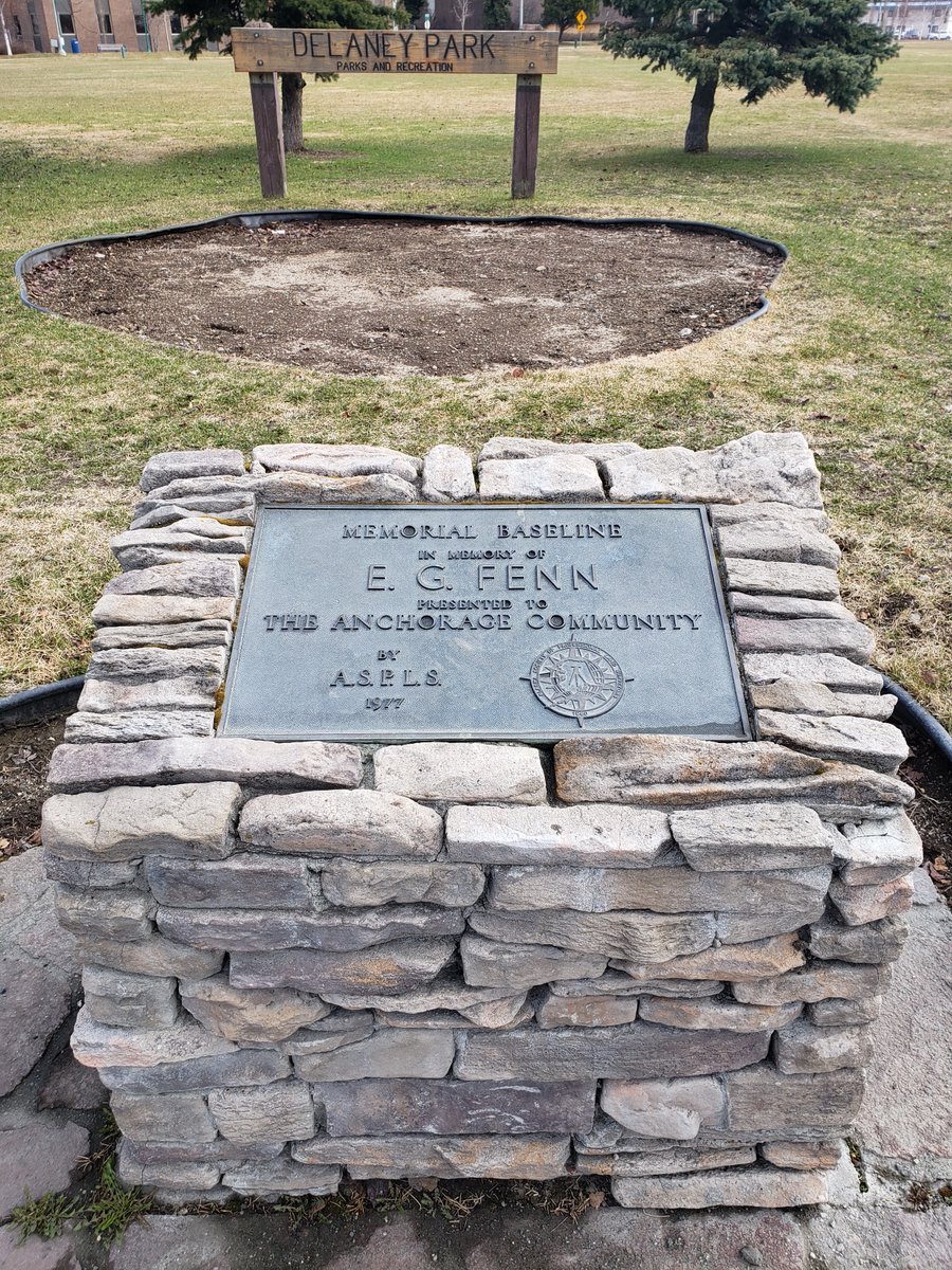 Common #Anchorage history question: Who's EG Fenn & why memorial at Park Strip? A: Elmo Fenn was city surveyor & advocate for better AK surveying practices (strict boundaries, monumentation). Died in 1967 helicopter crash. Memorial erected 1977. #alaskahistory #anchoragehistory https://t.co/8uFKMiMDTg