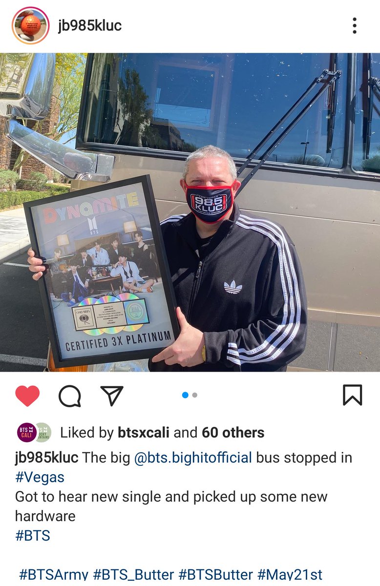 BTSxSouth_West's tweet photo. YAAAAAS! The #ButterBus dropped by @985KLUC in Las Vegas! Great radio station that plays our favorites (#BTS songs, of course). 😘~❇

@bts_t #BTS_Butter #BTS #ButterIsComing @BTSx50States https://t.co/OySpXfztvL